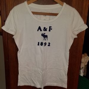 Abercrombie and Fitch white and navy shirt, size large